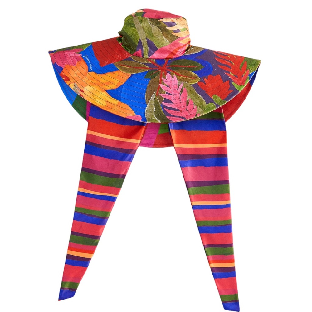 FARM Rio Tropical Floral Reversible Sun Hat with Ties